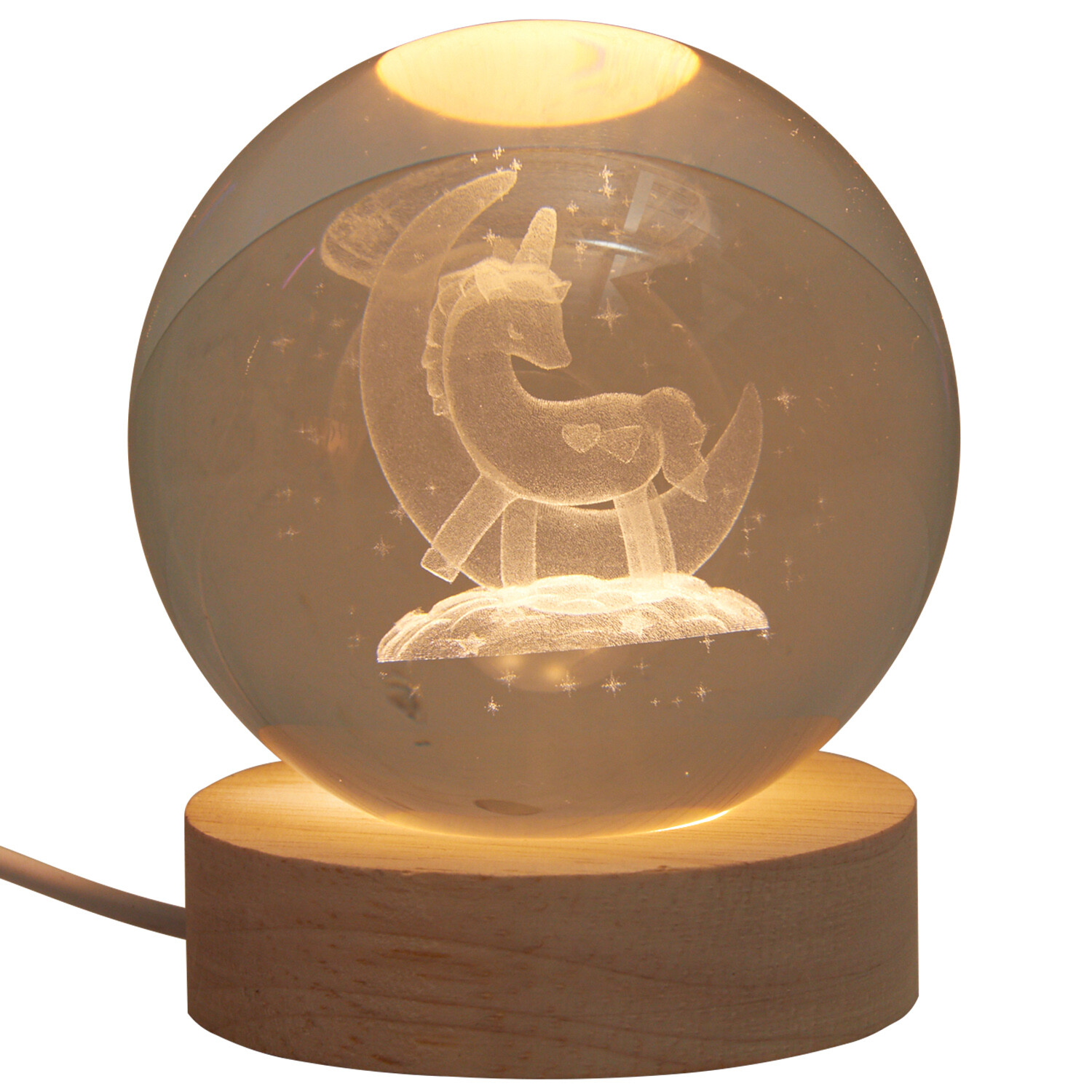 Unicorn Glass Mini USB Light - White Image 2