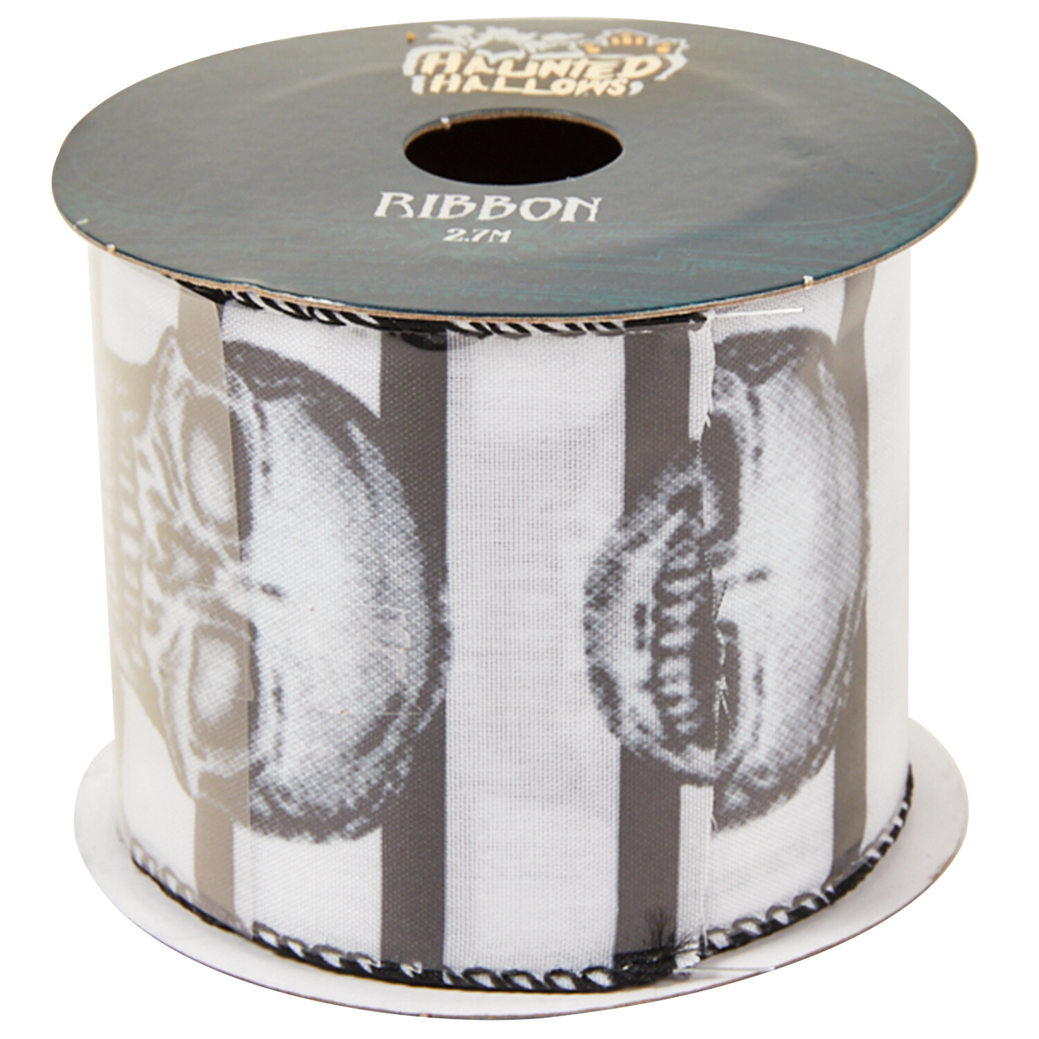 Halloween Skull Ribbon - White and Black Image 1