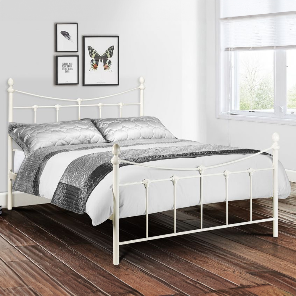 Julian Bowen Rebecca Double Stone White Bed Image 1