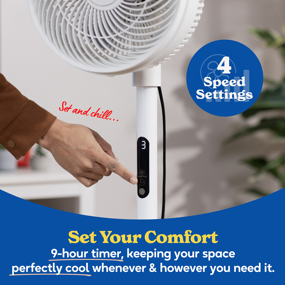 Russell Hobbs White Height Adjustable Oscillating Pedestal Circulator Fan with Remote 8 inch Image 3