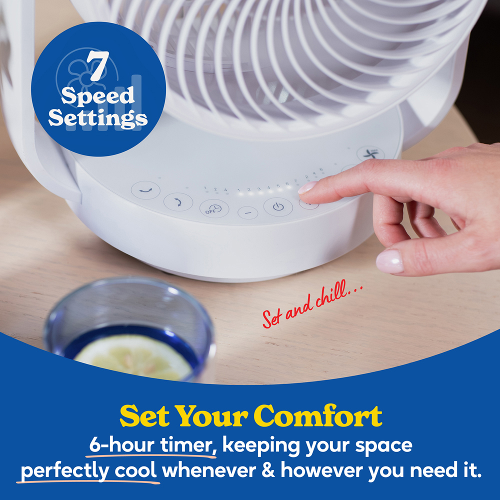 Russell Hobbs White Oscillating Desktop Circulator Fan with Remote 9 inch Image 4