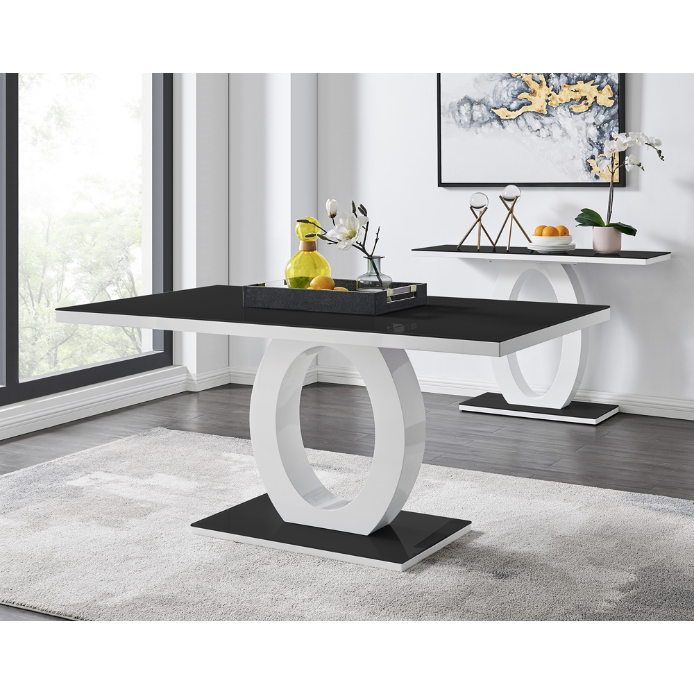 Furniturebox Lucia Valera 6 Seater Dining Set Black Gloss White and Chrome Image 5