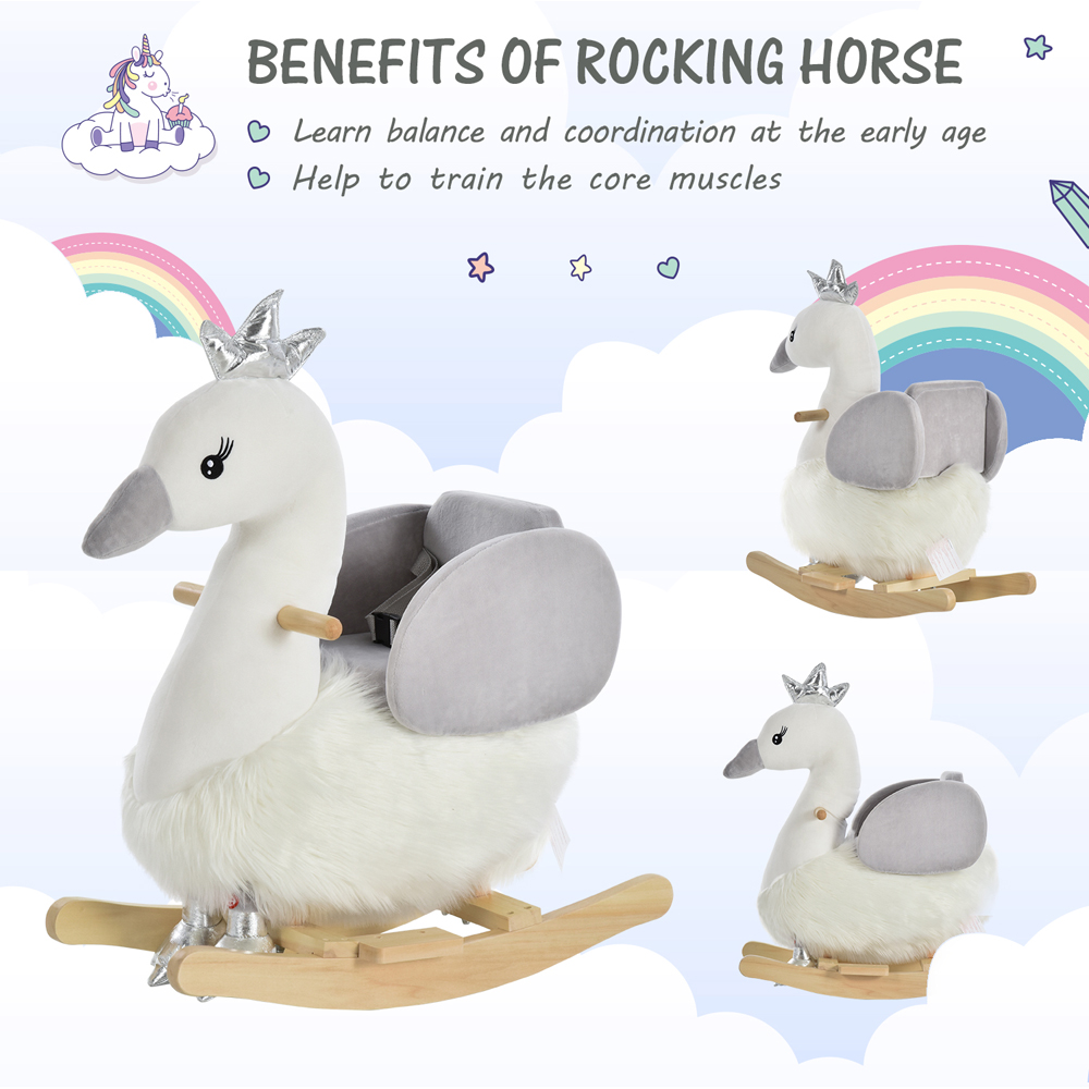 Tommy Toys Baby Rocking Horse Swan Ride On White and Grey Image 4