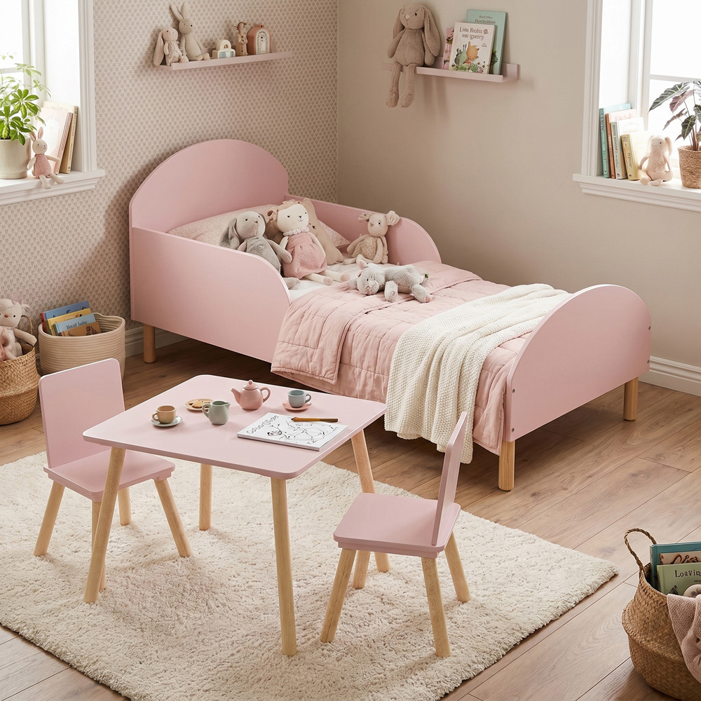 Liberty House Toys Pink Toddler Bed with Table and Chairs Set Image 5