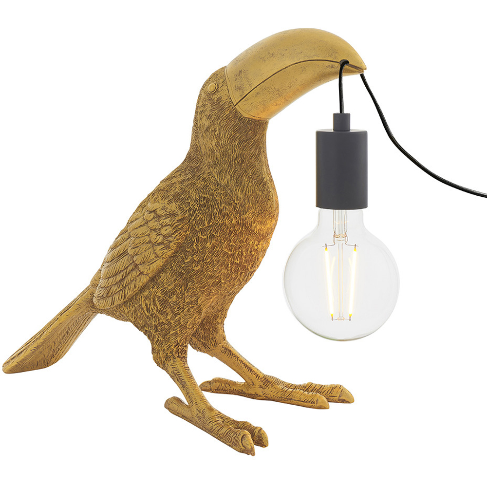 Merano Andria Vintage Gold Paint and Matt Black Toucan Table Lamp Image 3