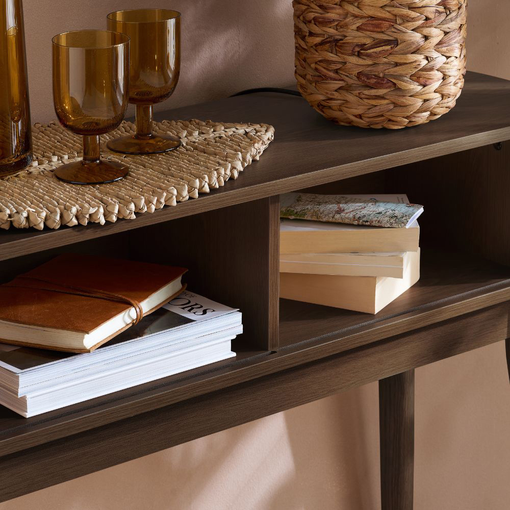 Birlea Axel 2 Door Walnut Fluted Console Table Image 6