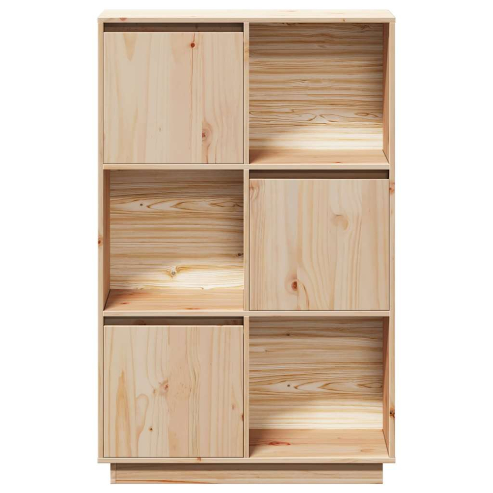 vidaXL 3 Door 3 Shelf Natural Solid Pine Wood Highboard Image 5