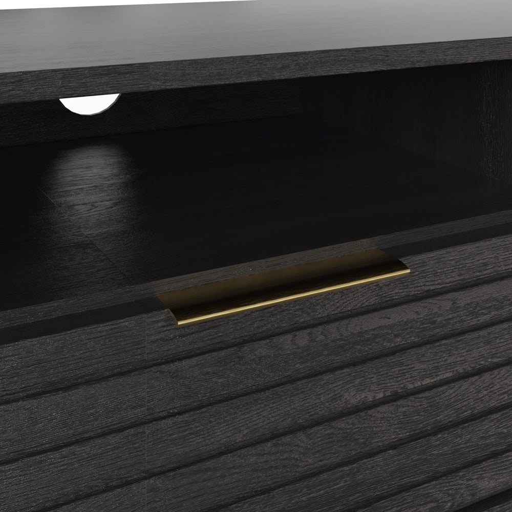 GFW Nervata 2 Door Single Drawer Black TV Unit Image 6