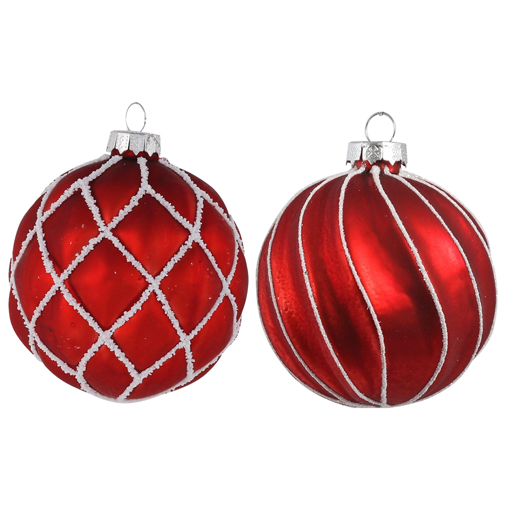 Candy Cane Lane Matte Red and White Swirl Bauble Image 1