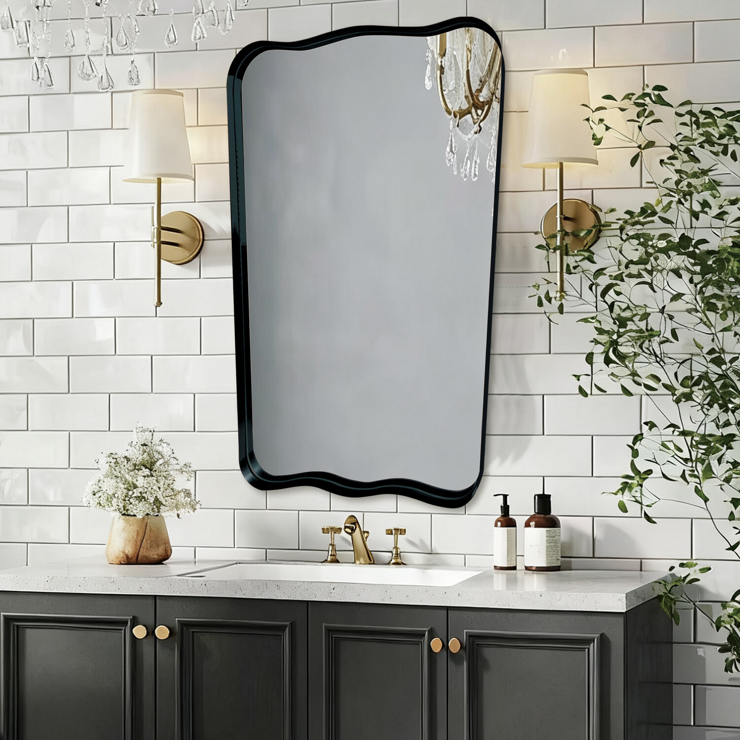 Organic Deep Framed Mirror Black Image 7