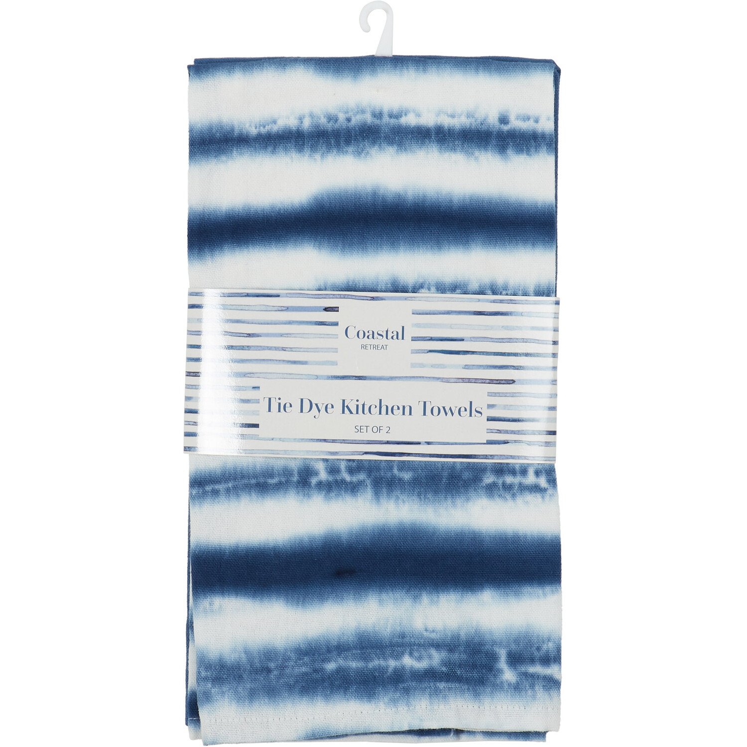 Set of 2 Coastal Retreat Tie Dye Kitchen Towels - Blue Image 1