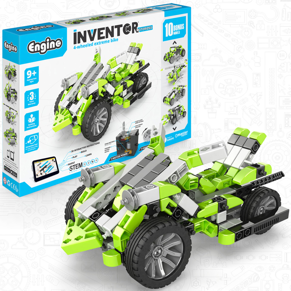 Engino Inventor Motorized 4 Wheeled Extreme Bike Building Set Image 2