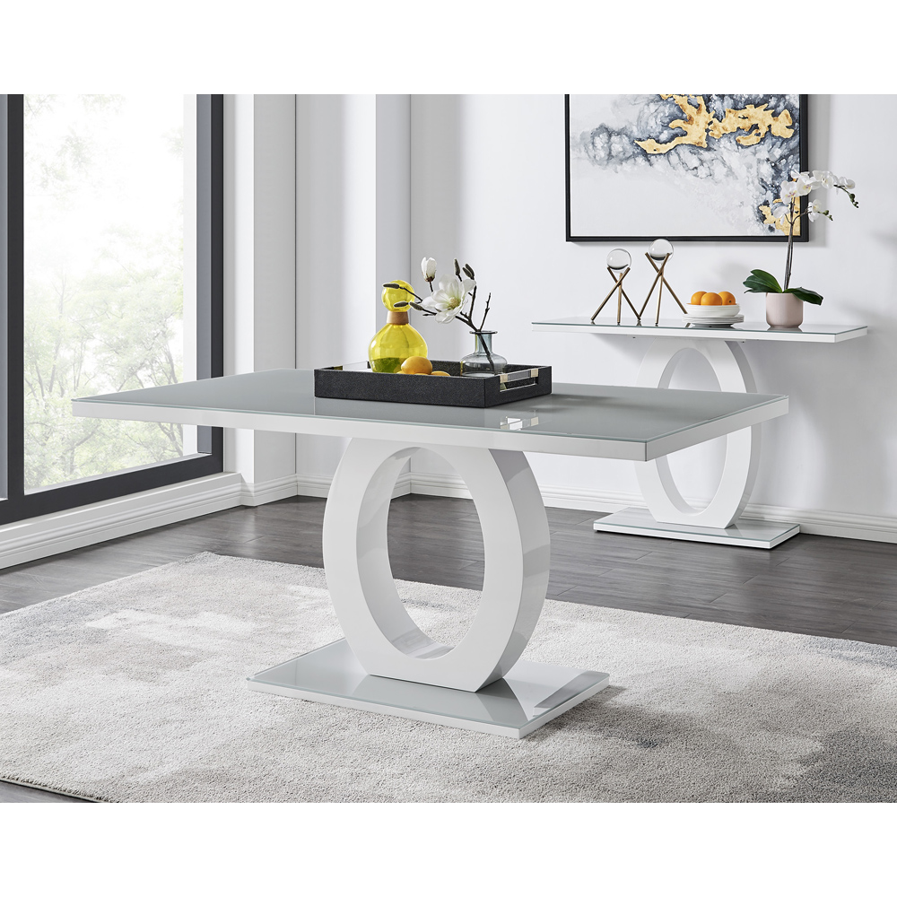 Furniturebox Lucia Valera Faux Leather 6 Seater Dining Set Grey Image 3