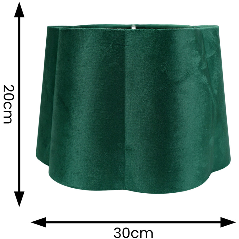 ValueLights Amy Forest Green Velvet Scallop Lamp Shade Image 4