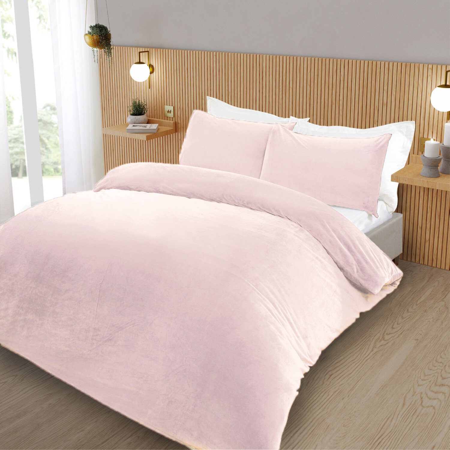 Helsinki Fleece Duvet Cover and Pillowcase Set - Blush / King Image 2
