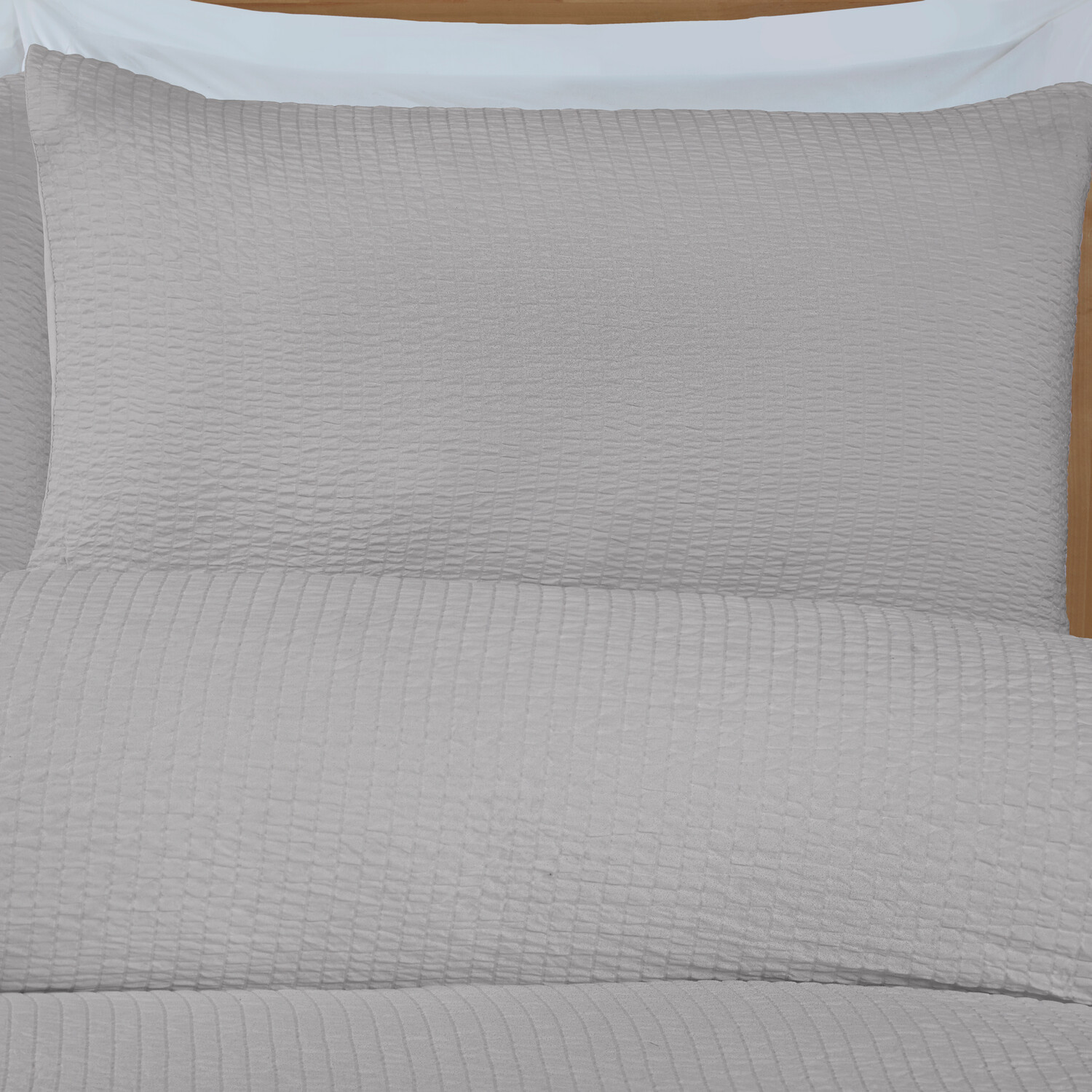 Seersucker Washable Duvet Set Silver Single Image 4