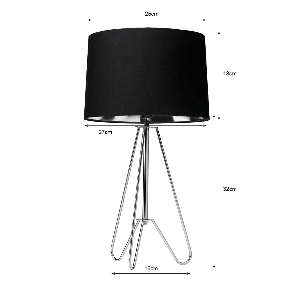 The Lighting and Interiors Chrome and Black Ziggy Tripod Table Lamp Image 3