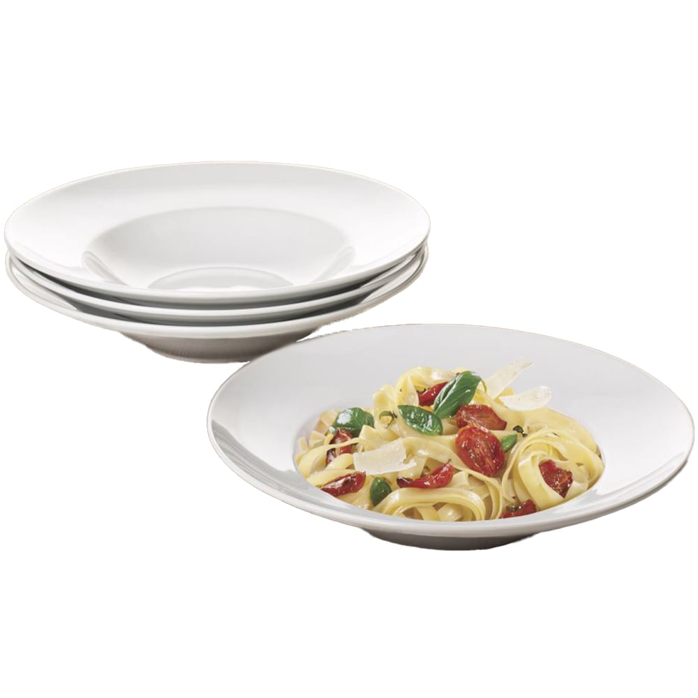 Waterside White 4 Piece Large Pasta Bowls Image 1