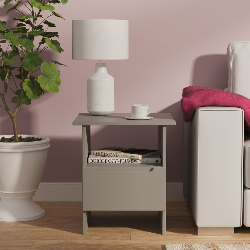 Crowndale Milan Single Drawer Single Shelf Dusk Grey Lamp Table Ready Assembled Image 8