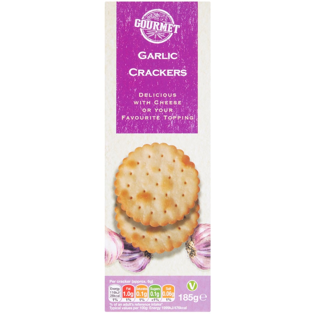 Gourmet Garlic Crackers 185g Image