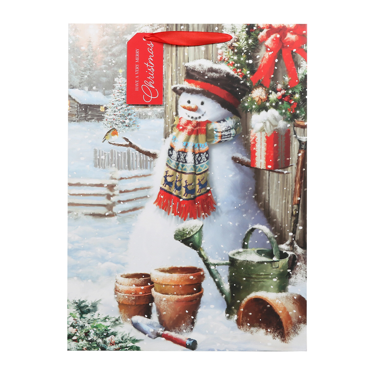 Snowman/Robin Gift Bag - XL Image 1