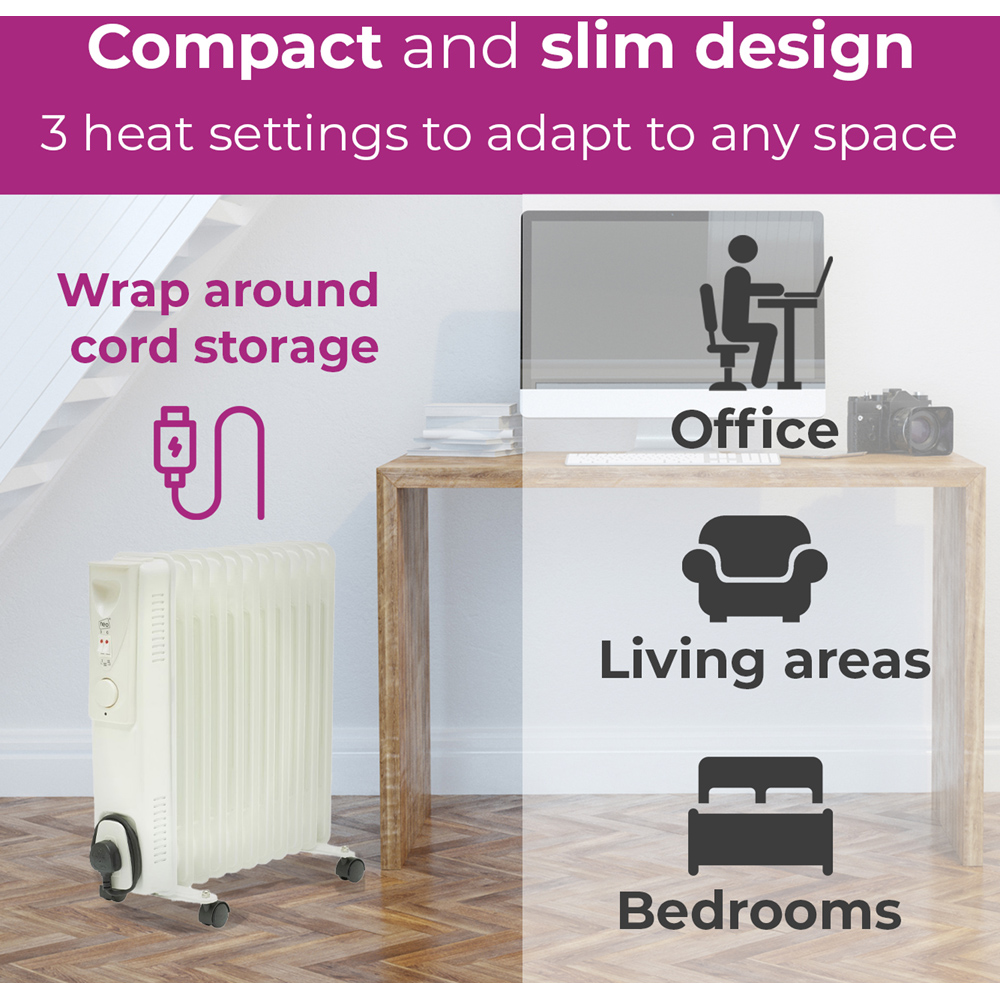 Neo 11 Fin White Oil Filled Radiator 2500W Image 4