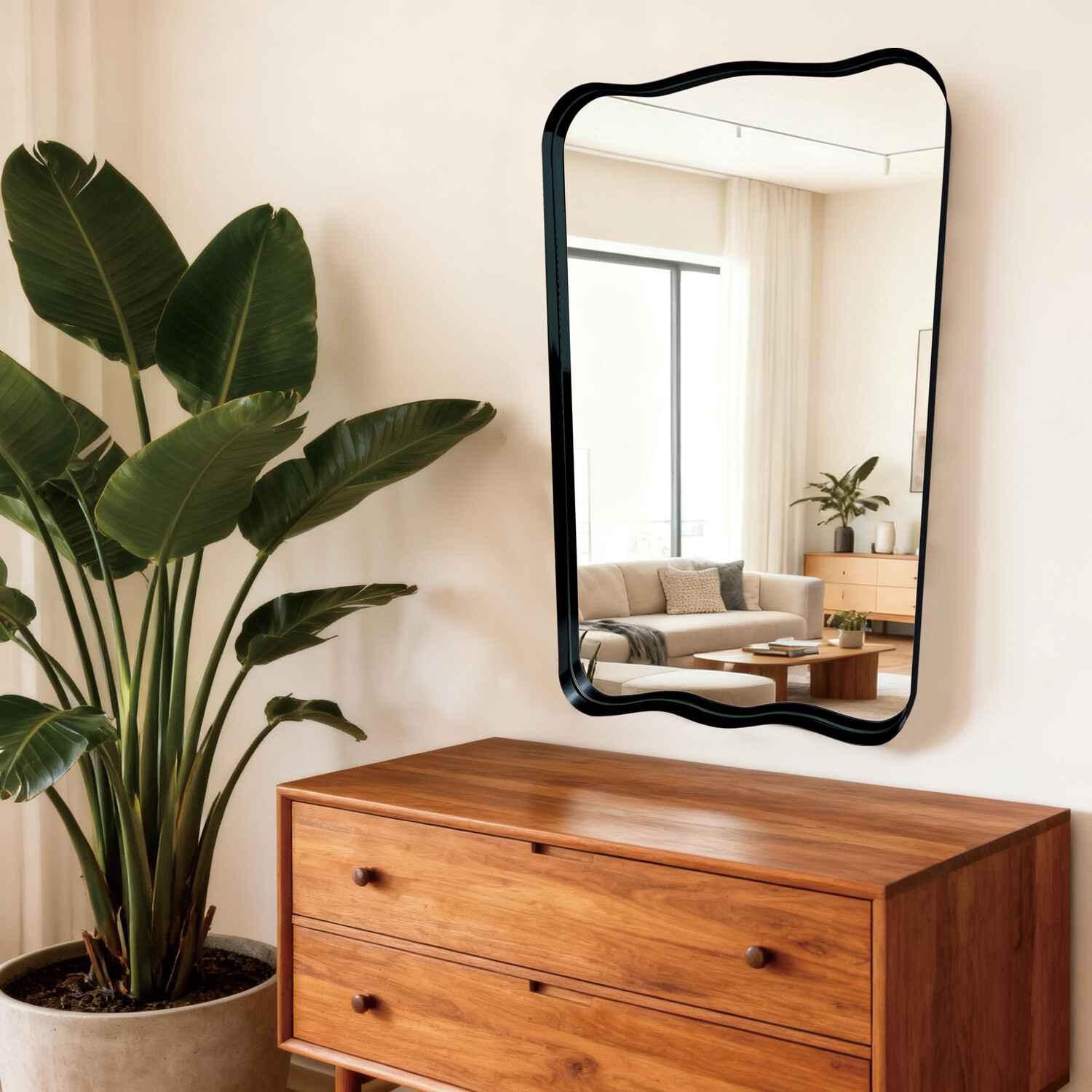 Organic Deep Framed Mirror Black Image 3