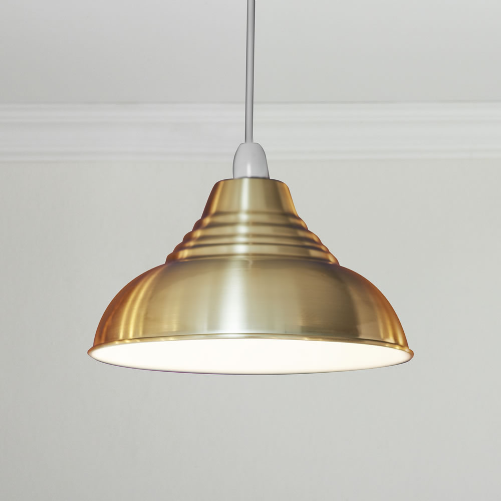 Wilko Satin Brass Vintage Pendant Light Shade Image 1