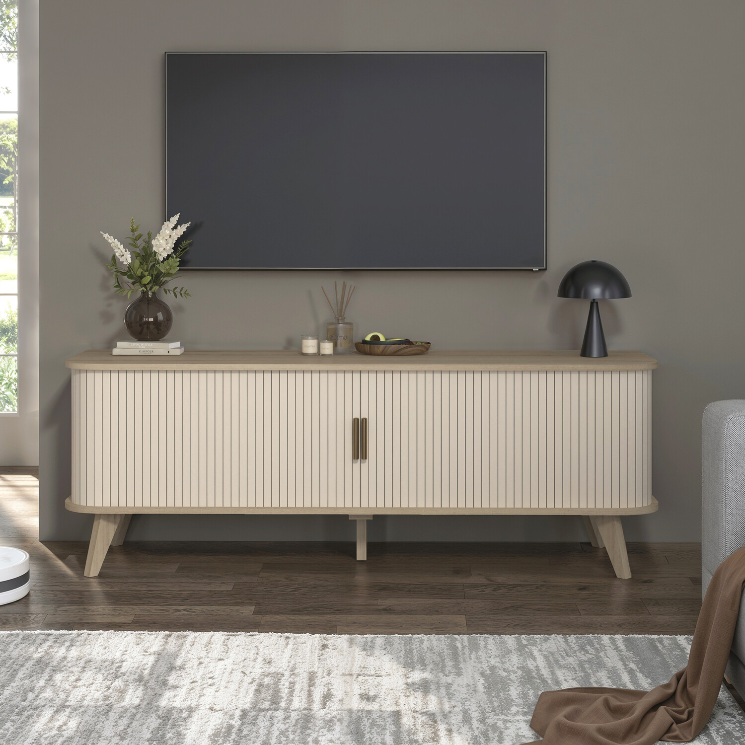 Mateo Sliding Door TV Unit Neutral Image 1