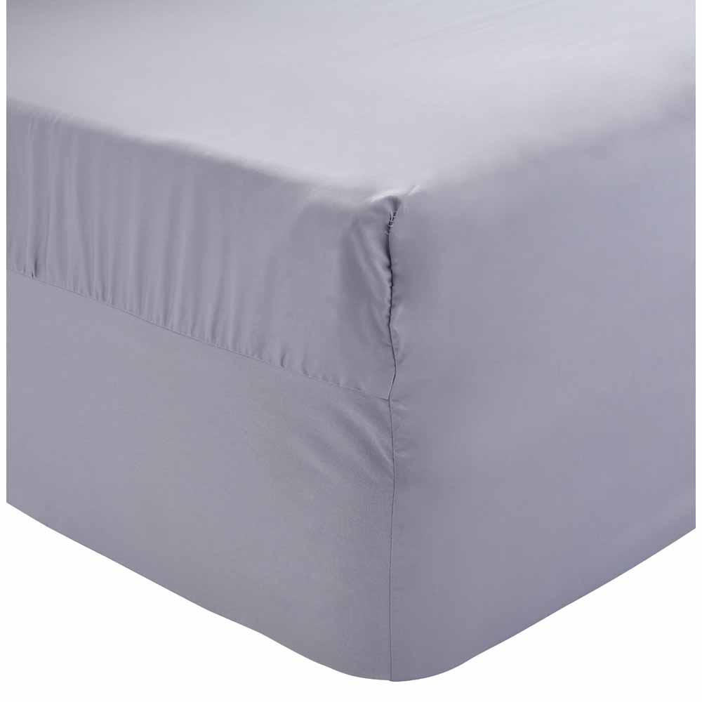 Wilko Best 100% Egyptian Cotton Grey Double Fitted  Sheet Image 1