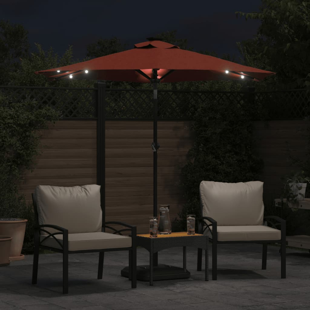 vidaXL Orange LED Light Garden Parasol with Steel Pole 2.25m Image 2