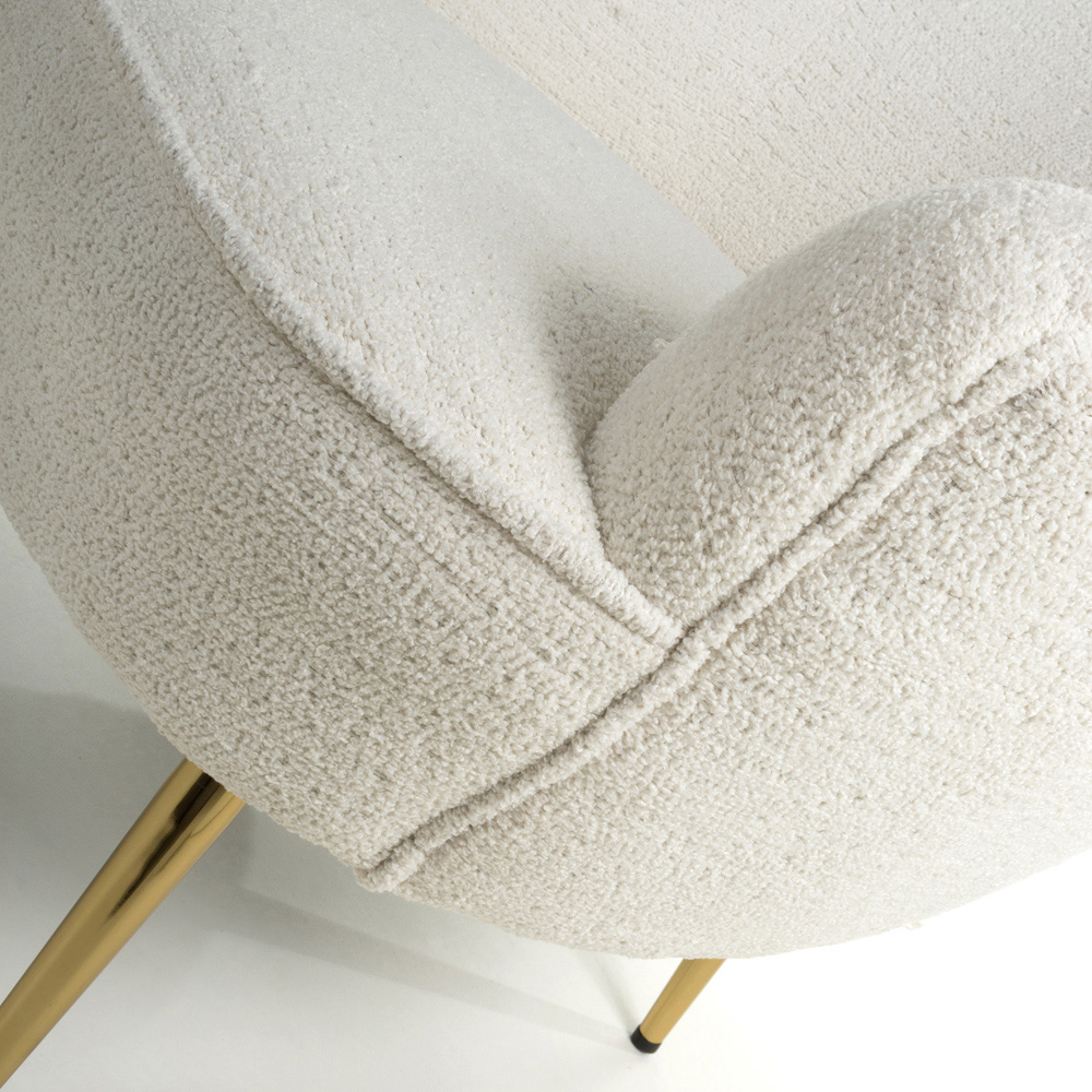 Lucia Vanilla White and Gold Boucle Tub Chair Image 4