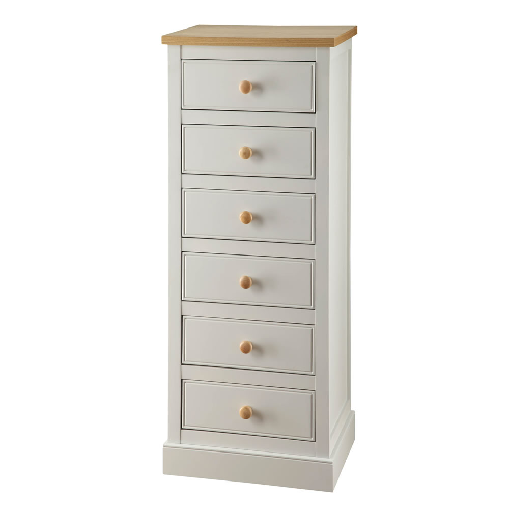 St Ives Dove Grey and Ash 6 Drawer Tall Chest of  Drawers Image 2