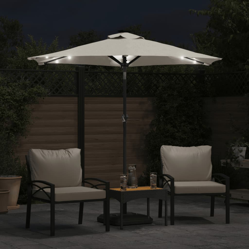 vidaXL White LED Light Garden Parasol with Steel Pole 2.25m Image 2