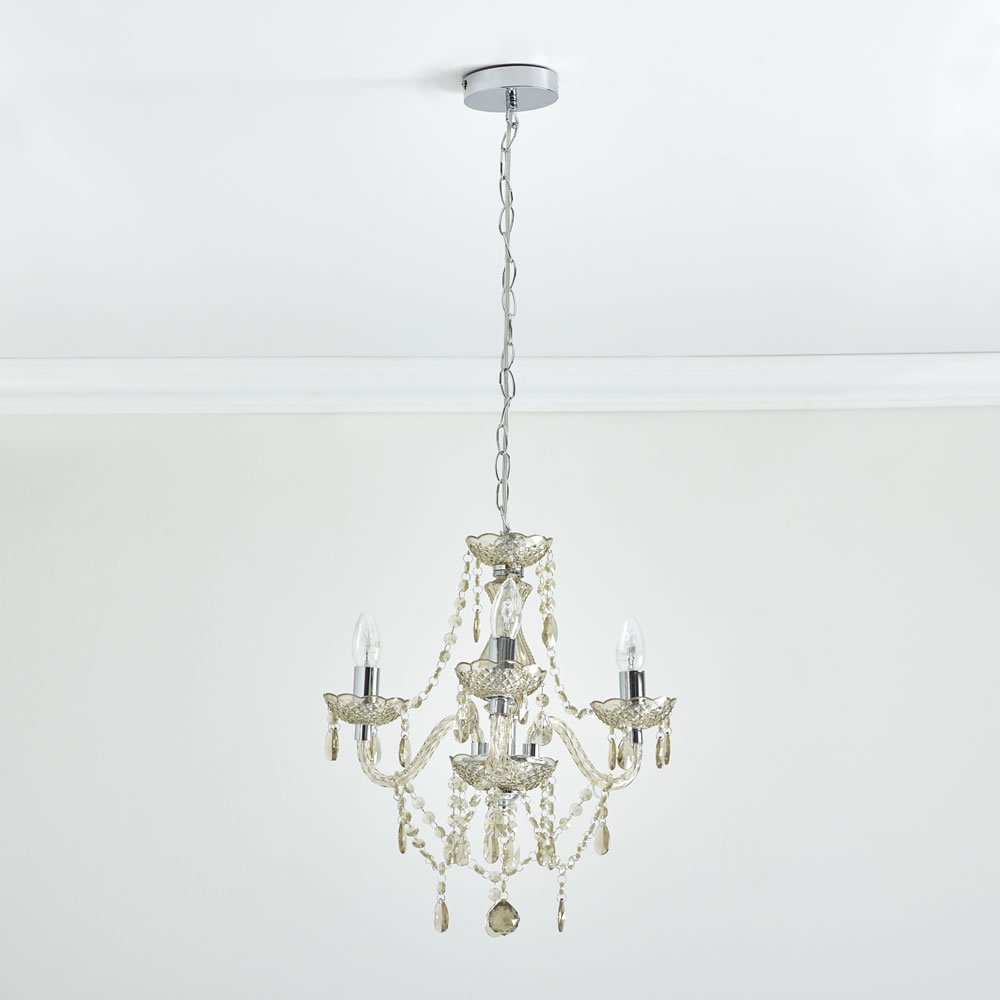 Wilko Marie Therese Light Fitting 3 Arm Champagne Image 2