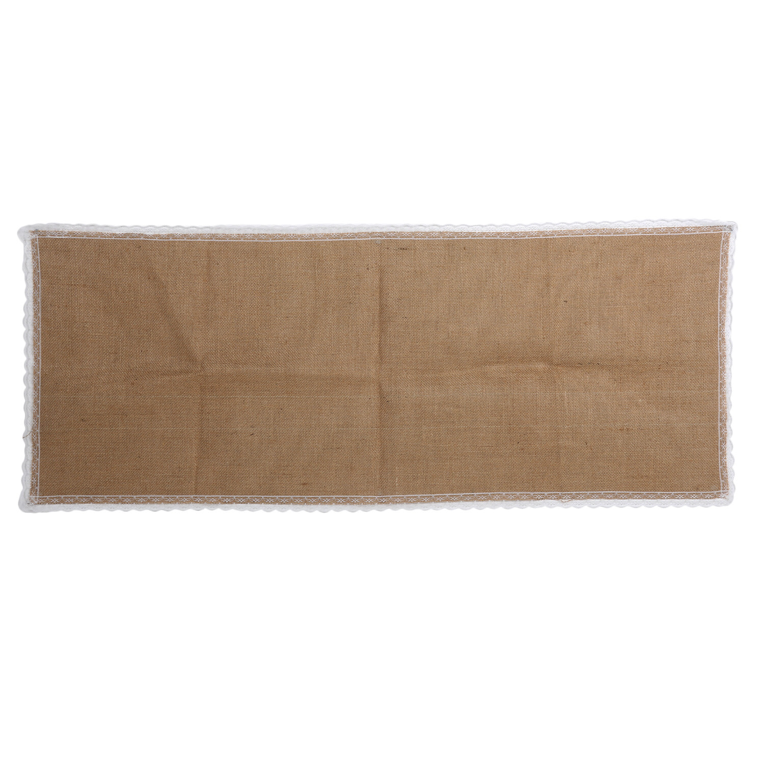 Hessian & Lace Table Runner - Brown Image
