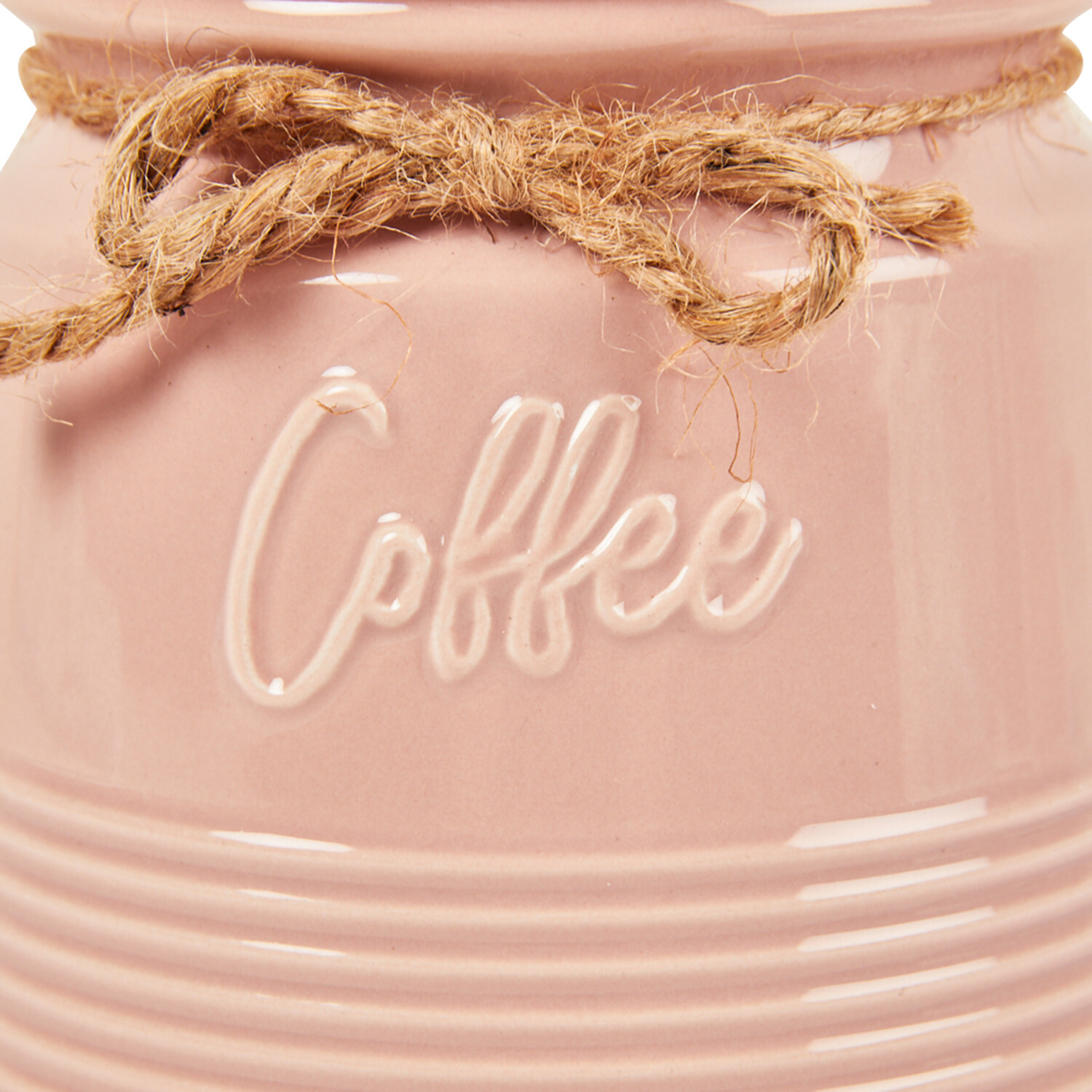 Ribbed Canister with Twine - Coffee Image 2