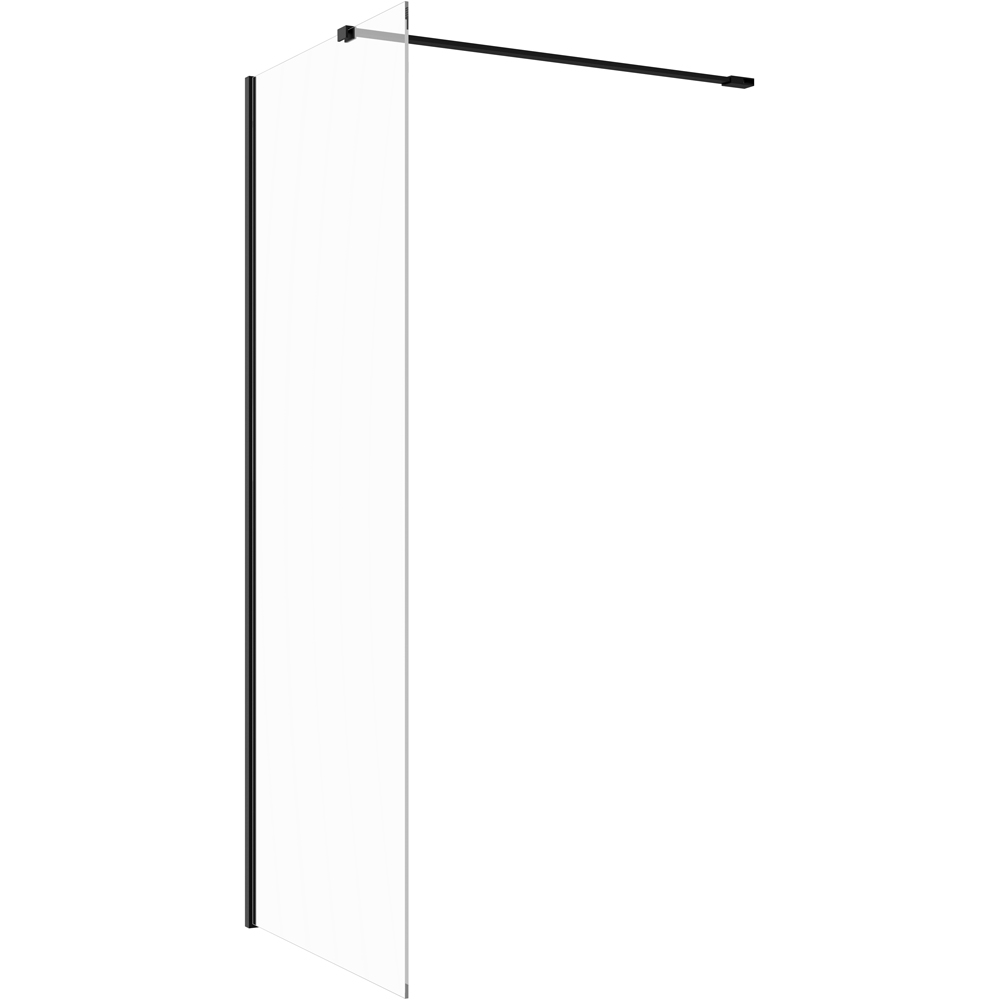 Bathstore Nero Glass Wetroom Shower Panel with Matt Black Profile and Side Bar 700mm Image 3