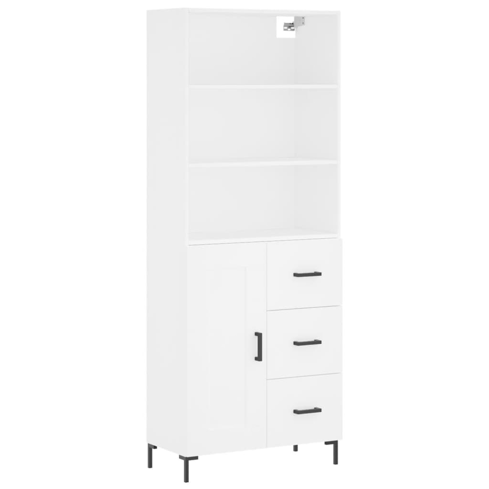 vidaXL Single Door 3 Drawer 3 Shelf White Highboard Image 2