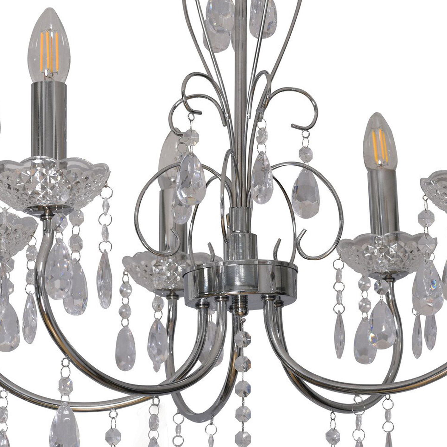 Victoria 5 Light Chrome and Crystal Chandelier Image 5