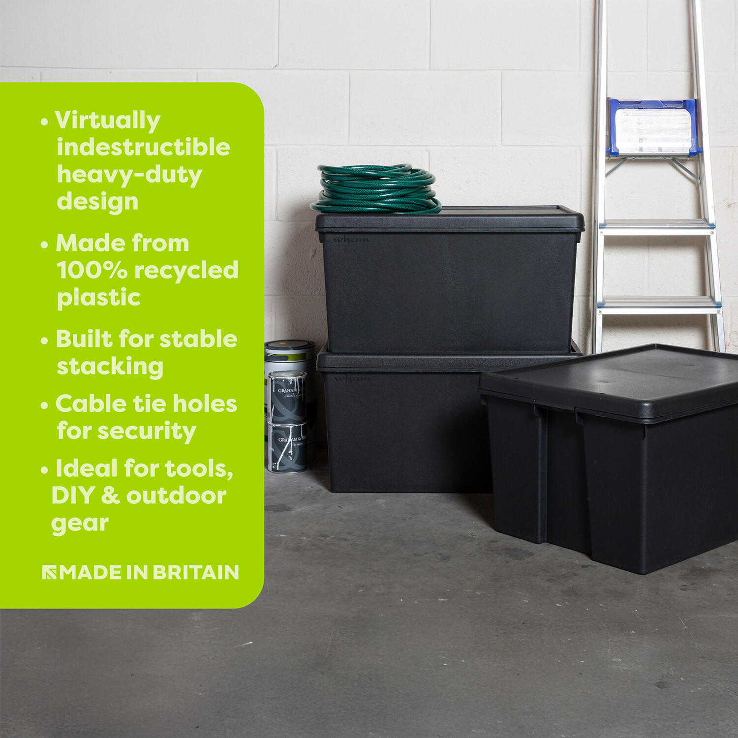 Wham Bam Storage Box Black 96l Image 4
