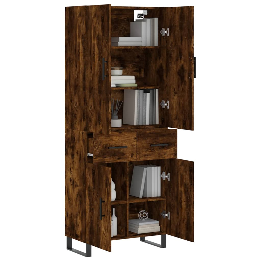 vidaXL 4 Door 2 Drawer Smoked Oak Highboard Image 3