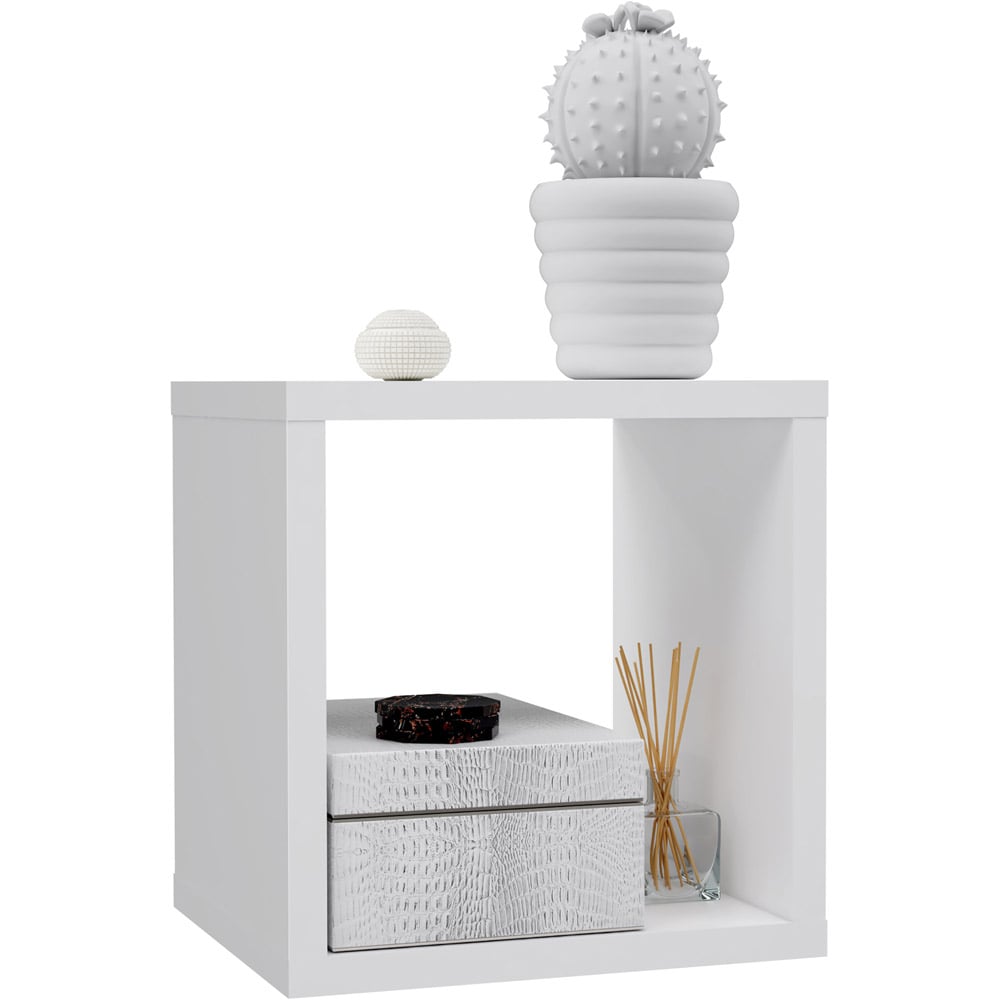 Florence Mauro Single Shelf Matt White Bookcase Image 4