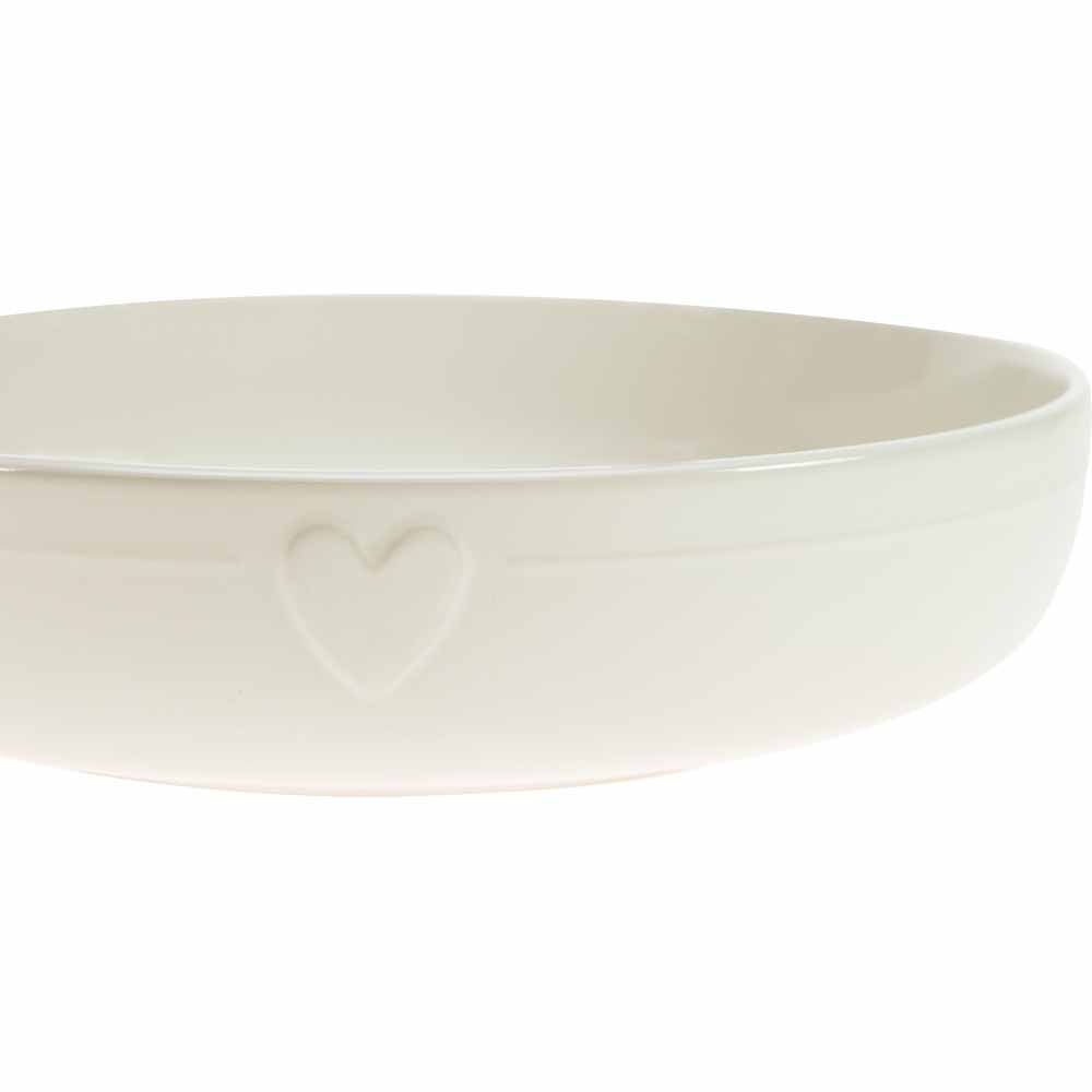 Wilko Cream Embossed Heart Serving Bowl Image 3