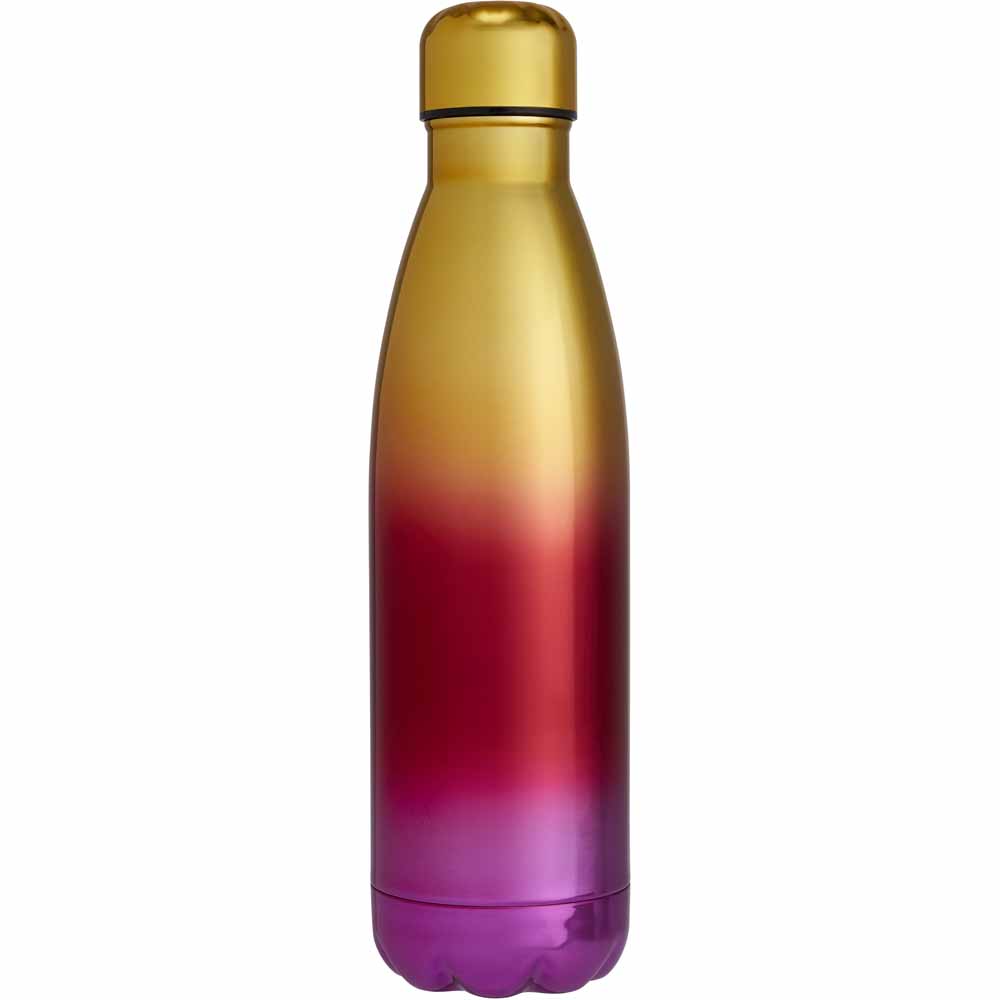 Wilko Gold and Pink Ombre Double Wall Bottle Image