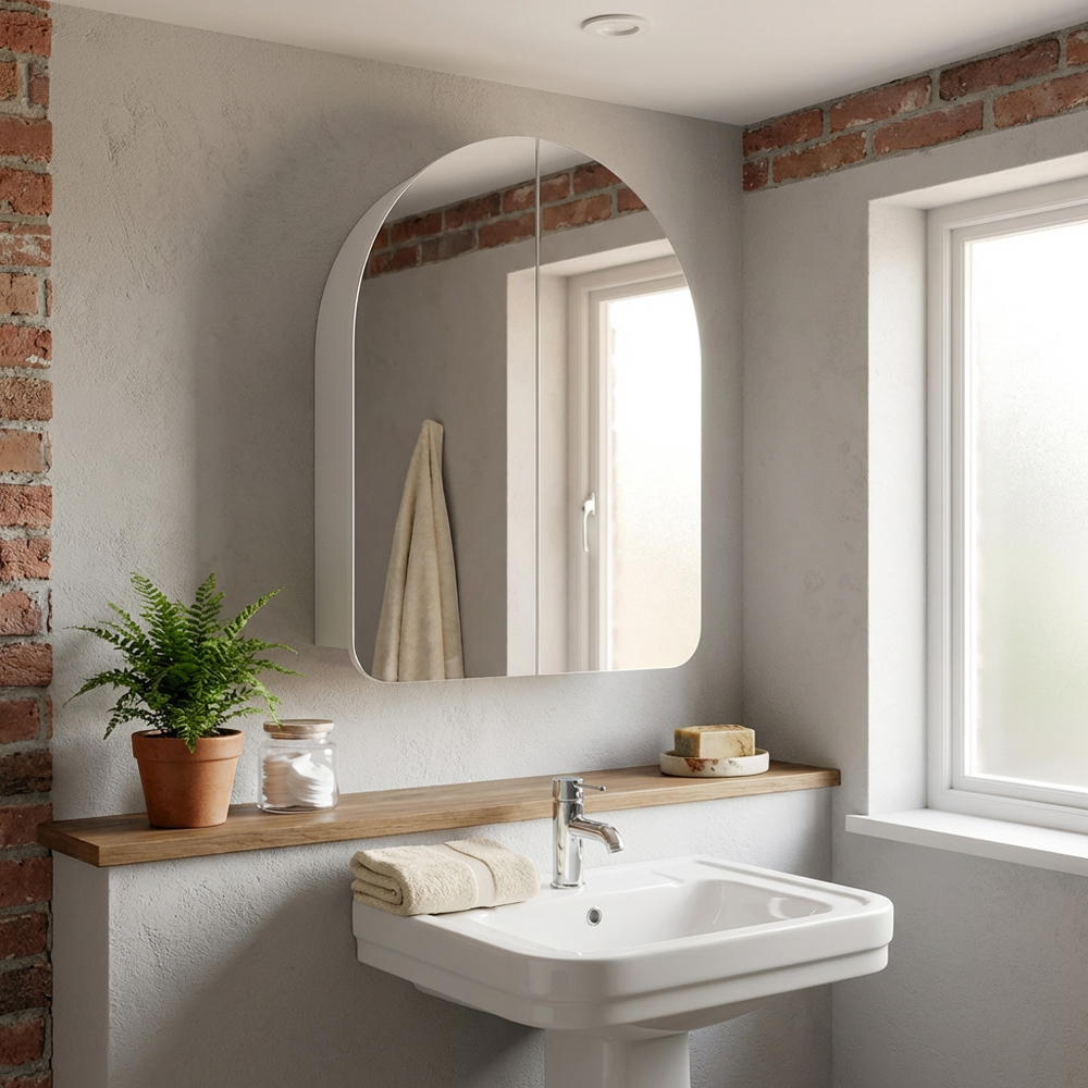 Mayfair Arch Mirror Cabinet White Image 3