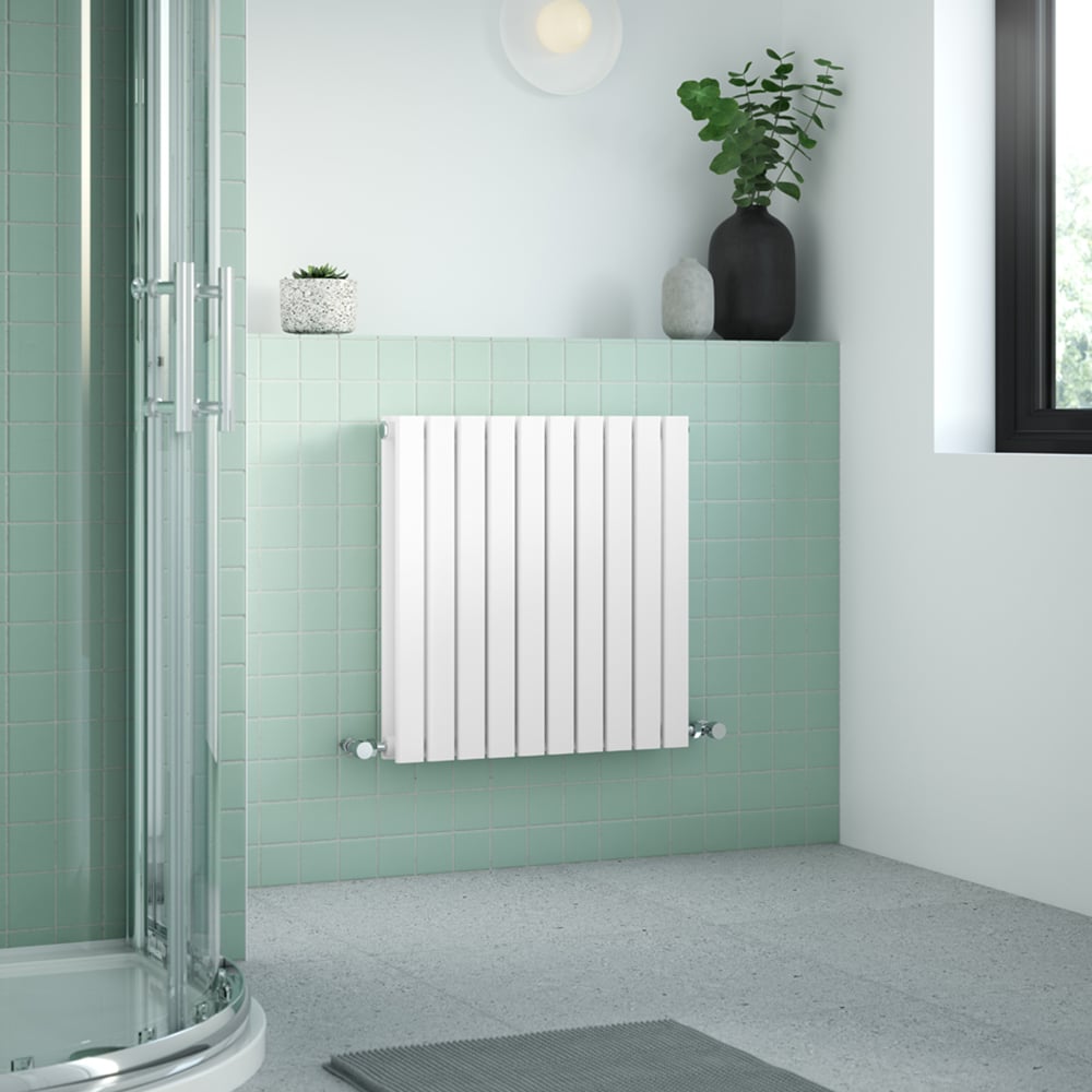 nuie Sloane Horizontal Satin White Double Panel Radiator 600 x 586mm Image 2