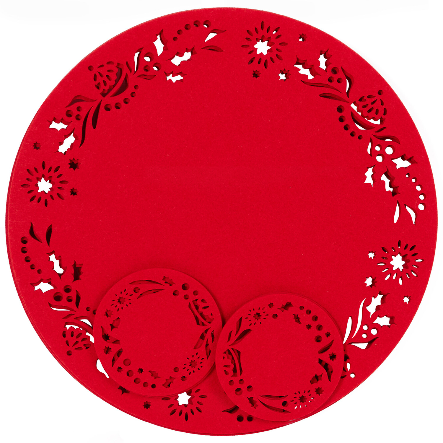 8 Piece Felt Placemat and Coaster Set - Red Image 4