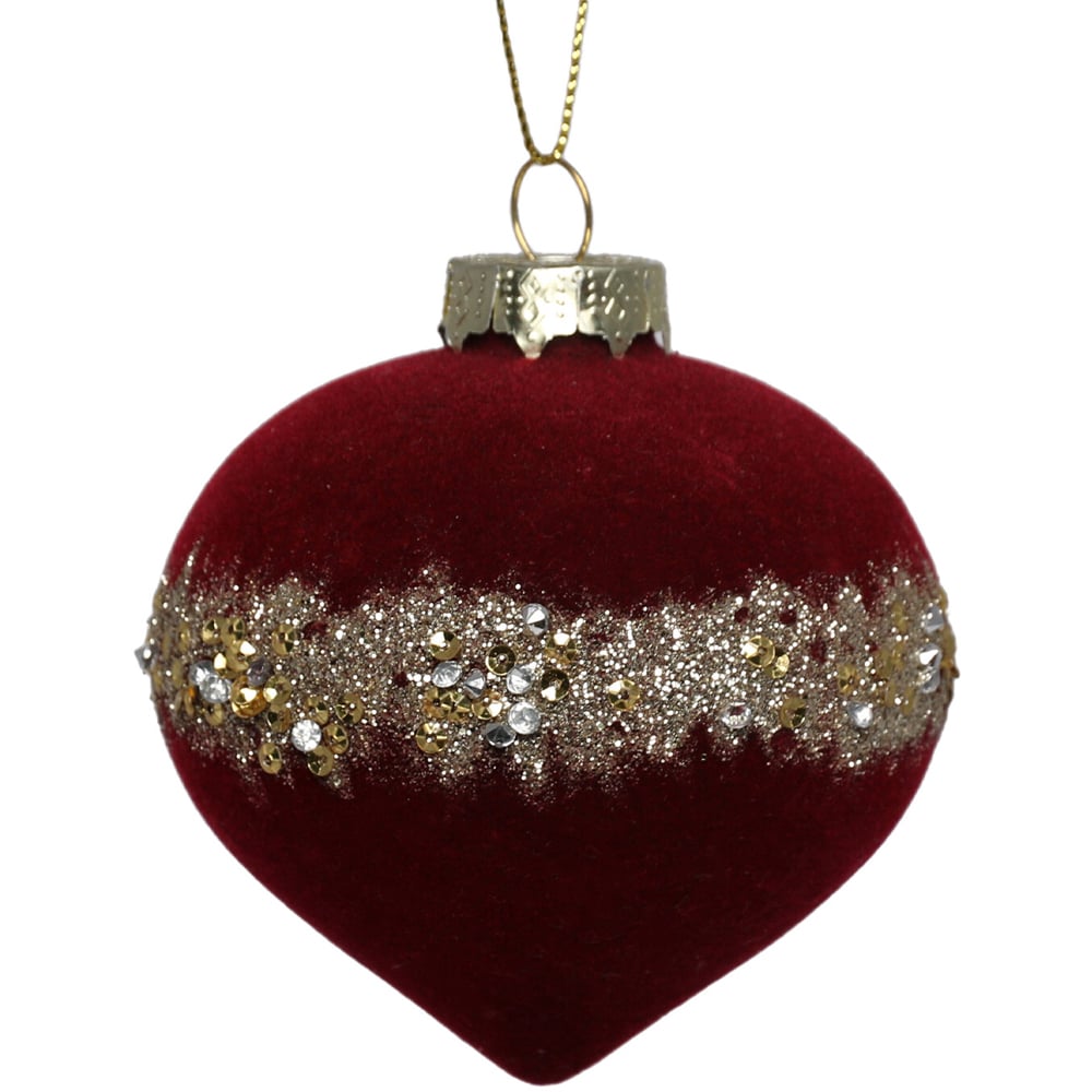 Single Grace & Glory Burgundy Glitter Flocked Bauble in Assorted styles Image 3