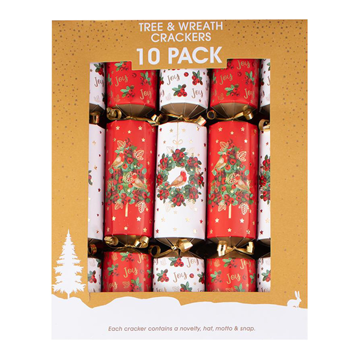 Pack of 10 Family Tree and Wreath Crackers - Red Image 1
